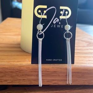 NEW lightweight handcrafted semi precious stone silver fringe earrings